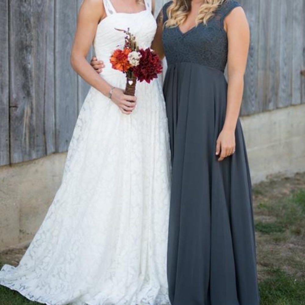 Mori Lee 693 Cap Sleeve Lace Chiffon Bridesmaid Dr